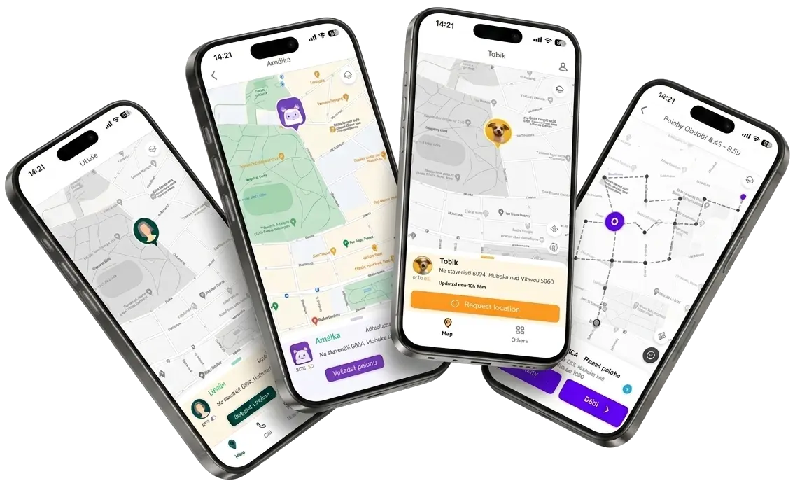 The Findee app shown on phones, with live location tracking on the map
